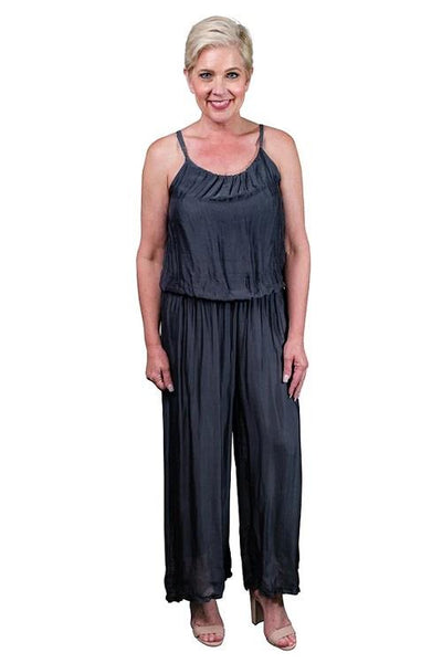 Tina Stephens Silk Jumpsuit #DT221 at www.threewildwomen.ca